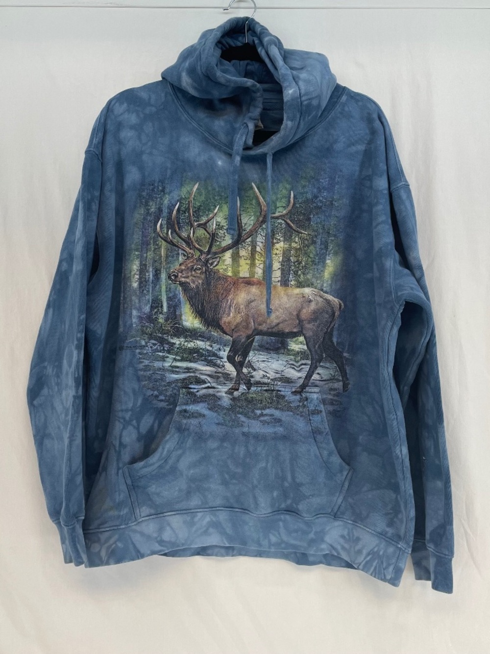 The Mountain Deer Buck Graphic Hoodie Blue Tie-Dye Men’s Size Large